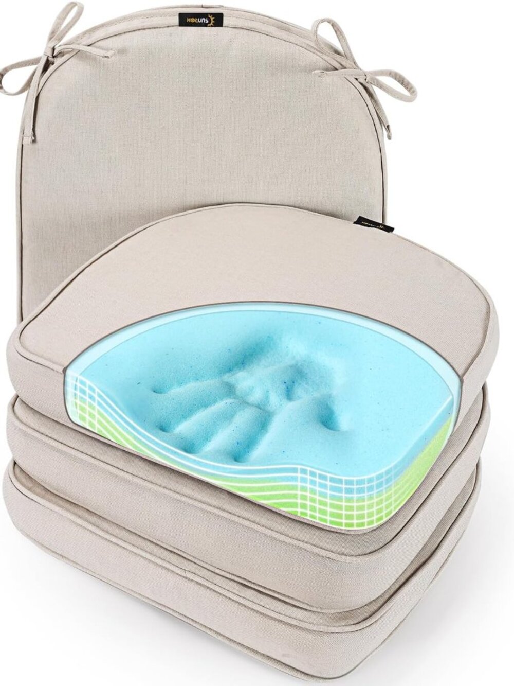 Gel Memory Foam Chair Cushions, FadeShield Water-, Stain-Resistant Durable Rever